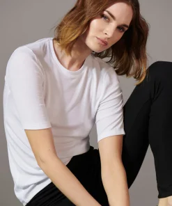 Modal Rib Short Sleeve Crew Neck Tee - White