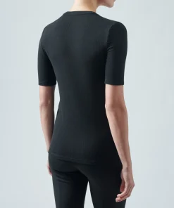 Modal Rib Short Sleeve Crew Neck Tee - Black