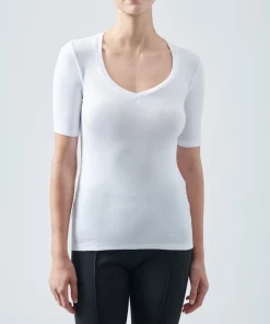 Modal Rib Short Sleeve V-Neck Tee - White