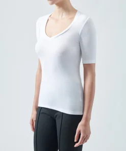 Modal Rib Short Sleeve V-Neck Tee - White