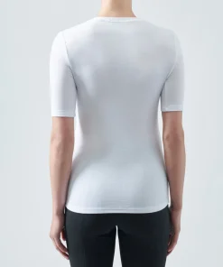 Modal Rib Short Sleeve V-Neck Tee - White