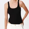 Modal Rib Square Neck Bodysuit - Black