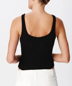 Modal Rib Square Neck Bodysuit - Black