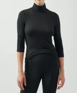 Modal Rib Turtleneck - Black