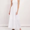 Pima Cotton Mixed Media Maxi Dress - White
