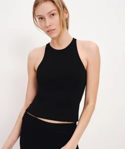 Pima Cotton Racer Top - Black