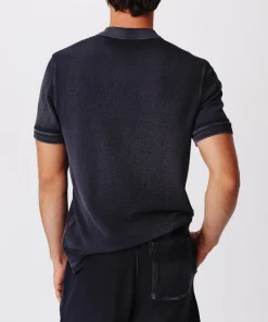 Pique With Wash Short Sleeve Polo - Midnight