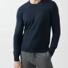 Recycled Cashmere Exposed Seam Crew Neck Sweater - Midnight