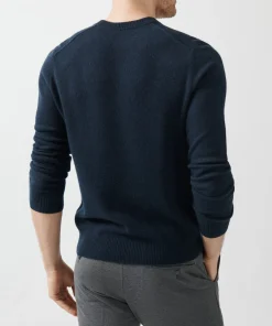 Recycled Cashmere Exposed Seam Crew Neck Sweater - Midnight
