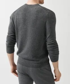 Recycled Cashmere Exposed Seam Crew Neck Sweater - Heather Charcoal