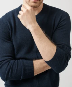 Recycled Cashmere Exposed Seam Crew Neck Sweater - Midnight