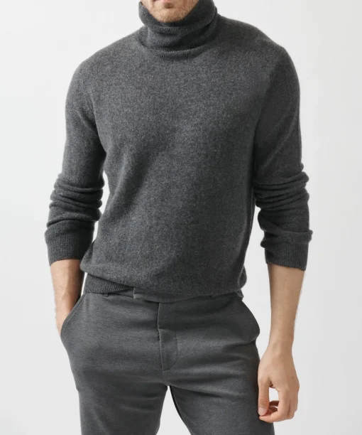 Recycled Cashmere Turtleneck Sweater - Heather Charcoal