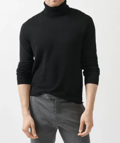 Recycled Cashmere Turtleneck Sweater - Black