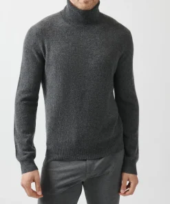 Recycled Cashmere Turtleneck Sweater - Heather Charcoal