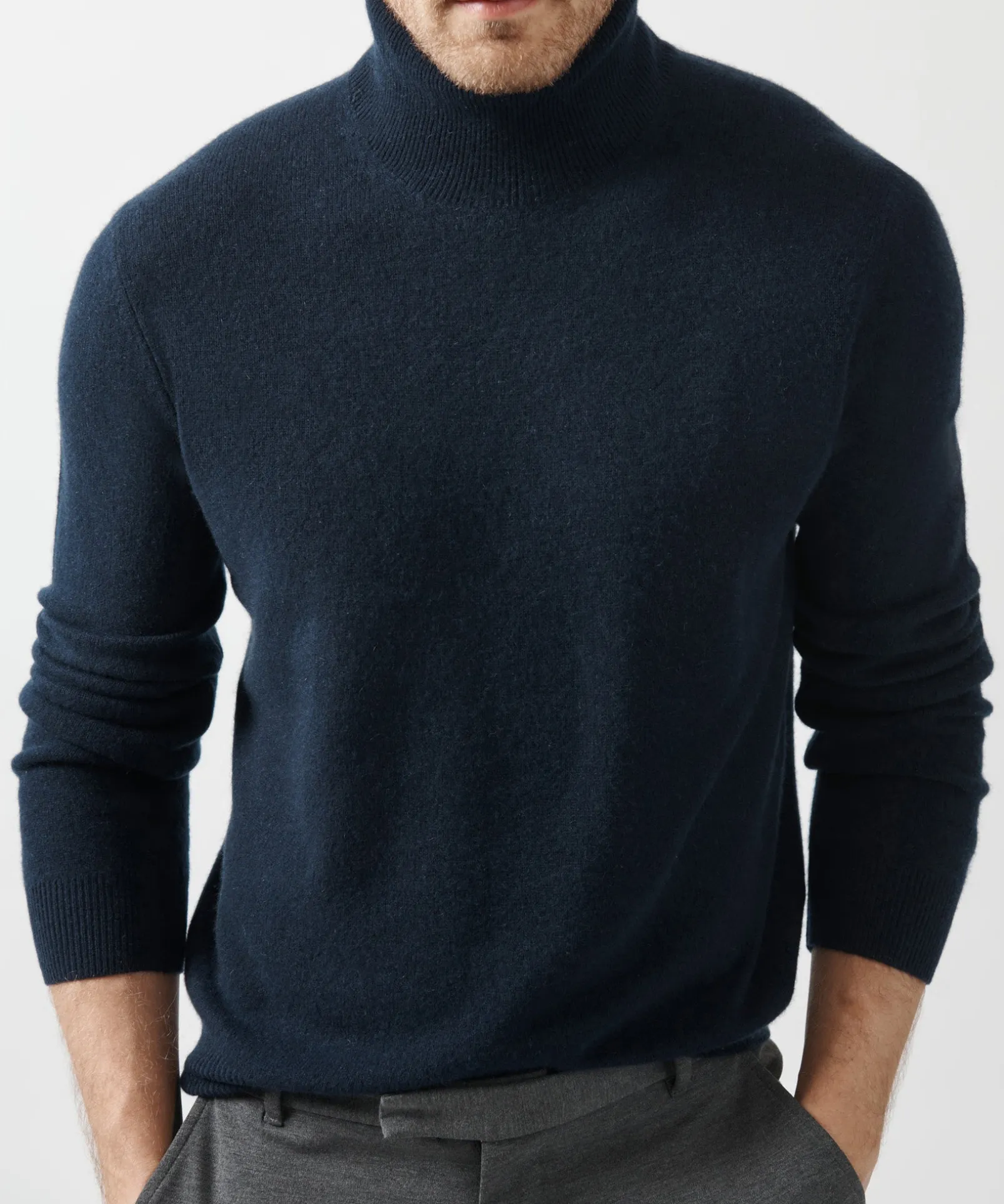 Recycled Cashmere Turtleneck Sweater - Midnight