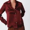 Silk Charmeuse Classic Shirt - Merlot