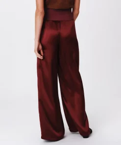 Silk Charmeuse Palazzo Pant - Merlot