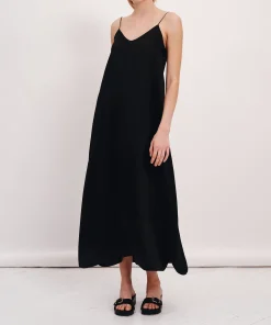 Silk Charmeuse Sleeveless Dress - Black