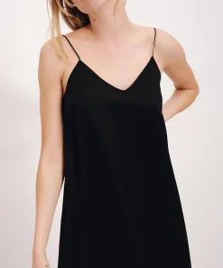 Silk Charmeuse Sleeveless Dress - Black