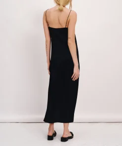 Silk Charmeuse Sleeveless Dress - Black