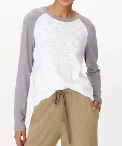 Slub Jersey Baseball Tee - White-Moon