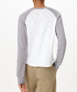 Slub Jersey Baseball Tee - White-Moon