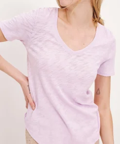 Slub Jersey Classic Short Sleeve V-Neck Tee - Violet Breeze