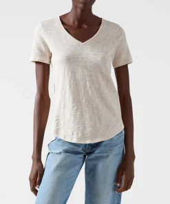 Slub Jersey Classic V-Neck Tee - Tan