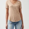 Slub Jersey Classic V-Neck Tee - Camel
