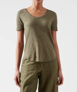 Slub Jersey Classic V-Neck Tee - Army