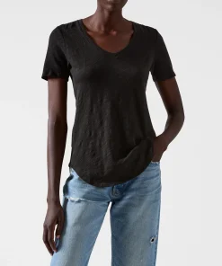 Slub Jersey Classic V-Neck Tee - Black