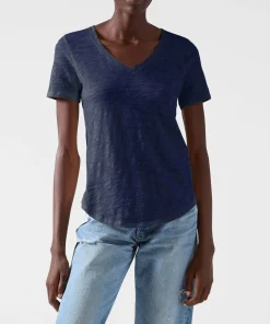 Slub Jersey Classic V-Neck Tee - Midnight