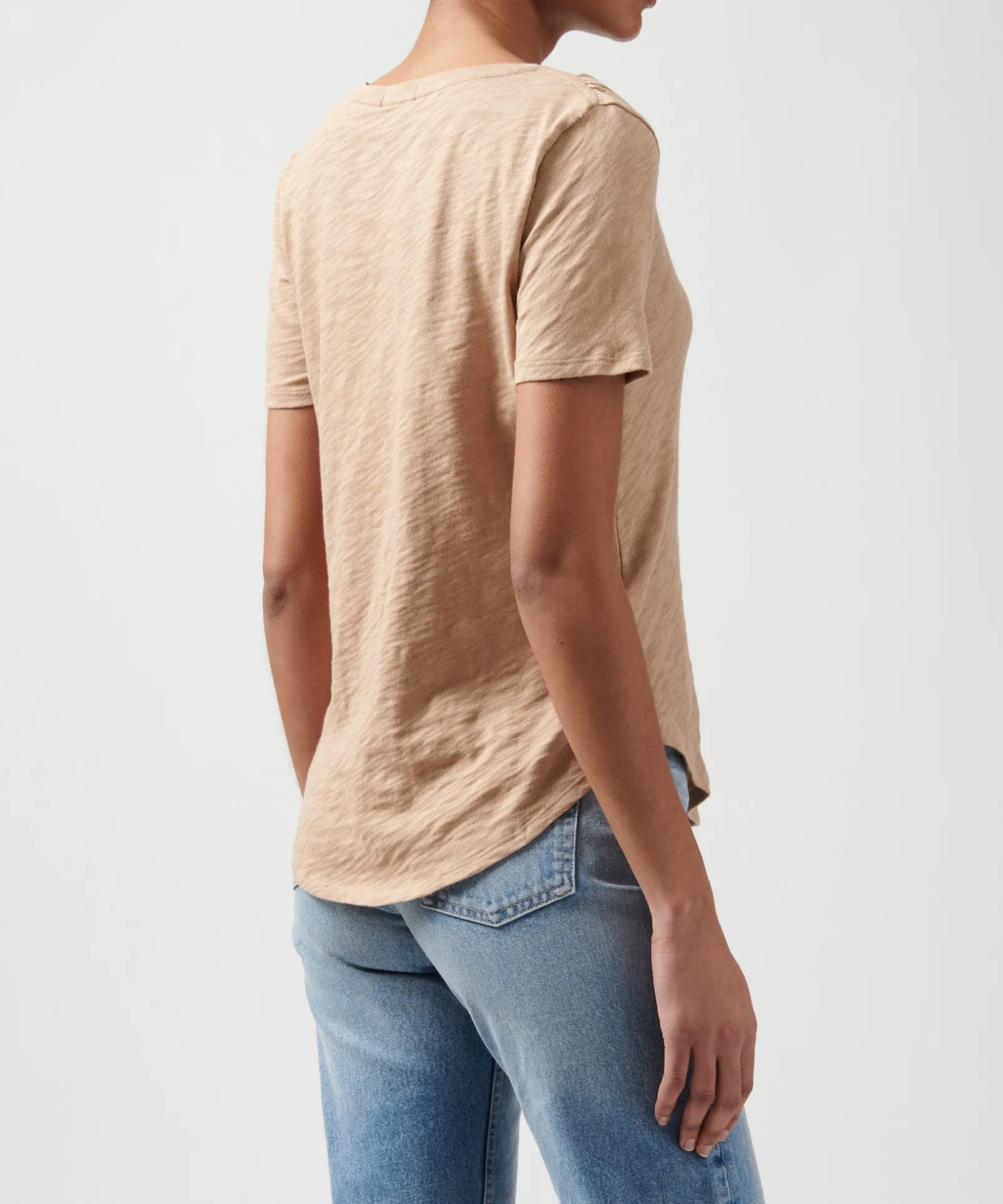Slub Jersey Classic V-Neck Tee - Camel