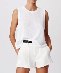 Slub Jersey Crew Neck Tank - White