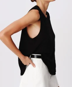 Slub Jersey Crew Neck Tank - Black