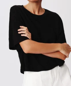 Slub Jersey Crew Neck Tee - Black