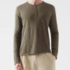 Slub Jersey Destroyed Wash Henley - Army