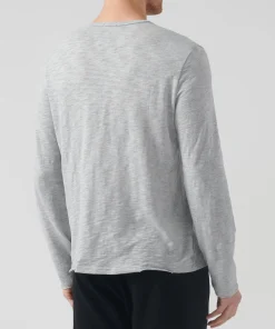 Slub Jersey Destroyed Wash Henley - Heather Grey