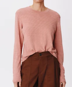 Slub Jersey Long Sleeve Crop Tee - Faded Rosewood