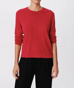 Slub Jersey Long Sleeve Crop Tee - Rubellite
