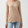 Slub Jersey Long Sleeve Destroyed Wash Tee - Camel
