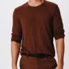 Slub Jersey Long Sleeve Destroyed Wash Tee - Pecan Brown