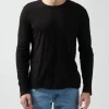Slub Jersey Long Sleeve Destroyed Wash Tee - Black