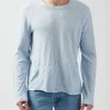 Slub Jersey Long Sleeve Destroyed Wash Tee - Powder Blue