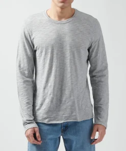Slub Jersey Long Sleeve Destroyed Wash Tee - Heather Grey