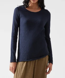 Slub Jersey Long Sleeve Destroyed Wash Tee - Midnight