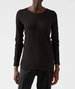 Slub Jersey Long Sleeve Destroyed Wash Tee - Black