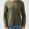 Slub Jersey Long Sleeve Destroyed Wash Tee - Army