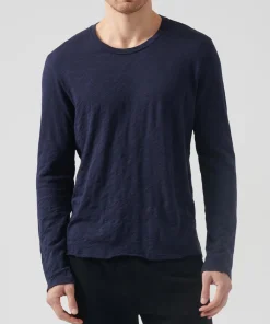 Slub Jersey Long Sleeve Destroyed Wash Tee - Midnight