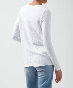 Slub Jersey Long Sleeve Destroyed Wash Tee - White
